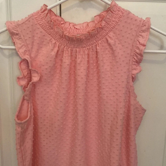 J. Crew pink Swiss dot smocked neck tank top size  XS sleeveless Shirt - Picture 5 of 6